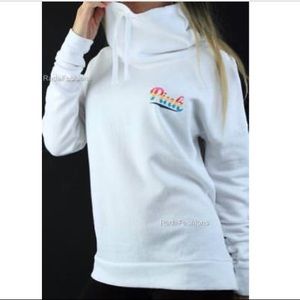 S PINK white cowl neck with pink on front